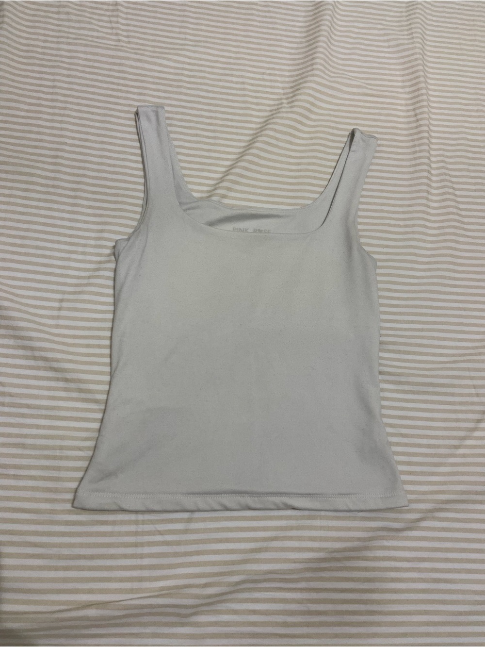 Pink Rose Women’s White Scoop Neck Tank Top Double Lined Square Neckline Size XS